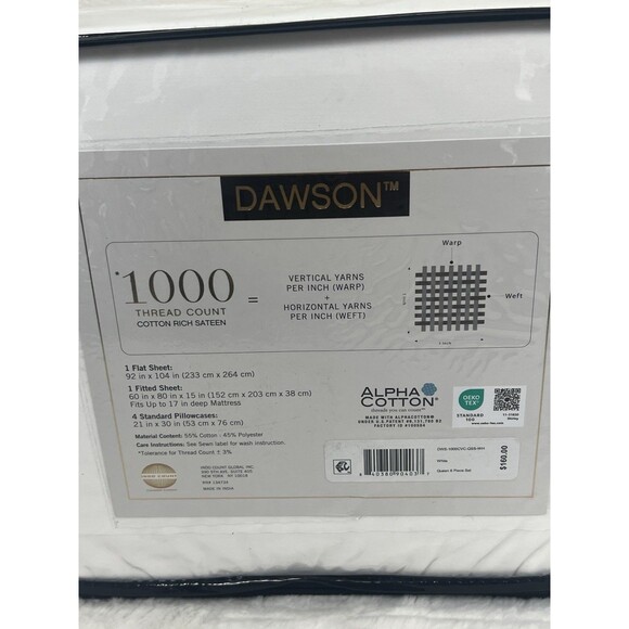 Dawson 1000-Thread Count Cotton Blend Sateen 6-Pc QUEEN Sheet Set New - Picture 3 of 3